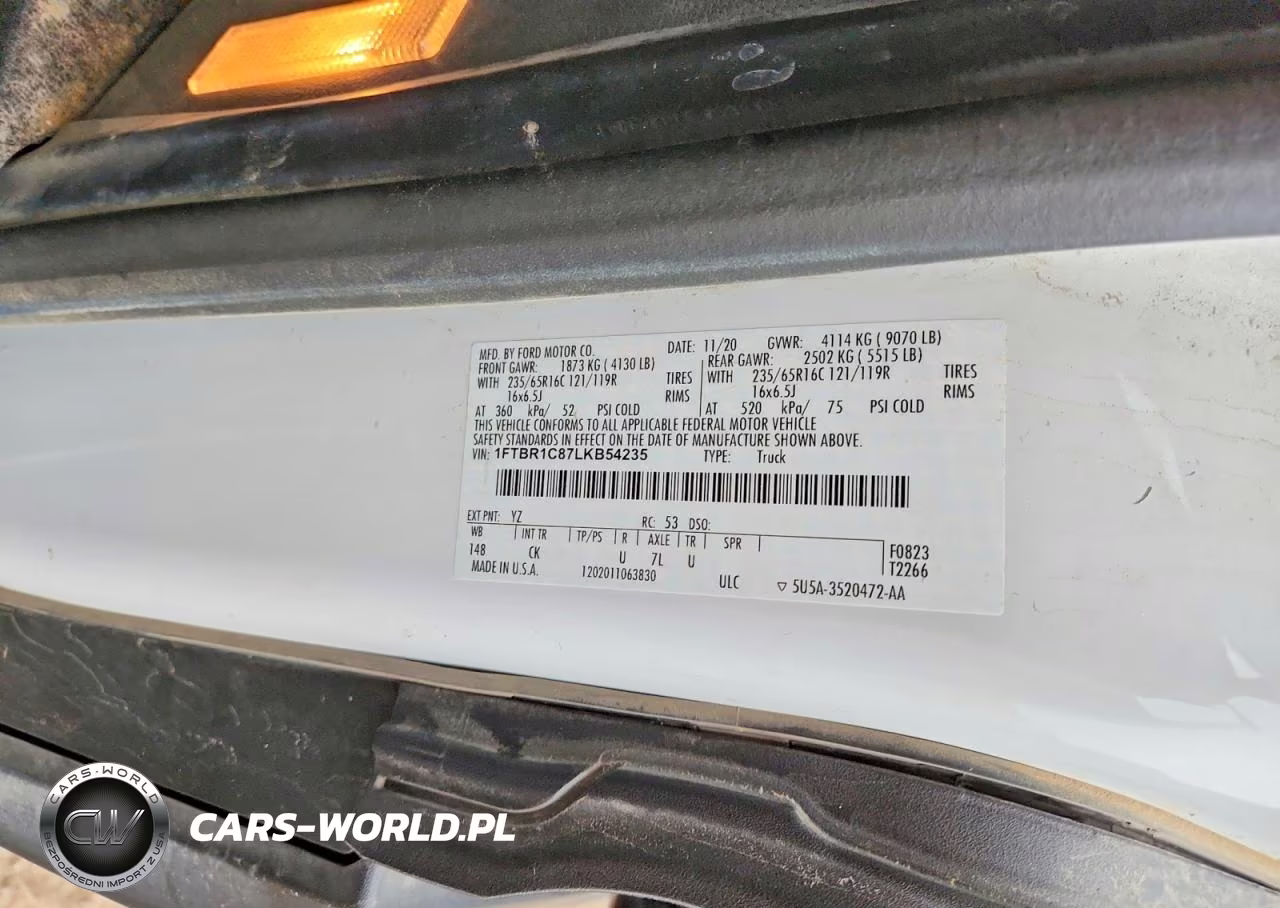 2020 Ford Transit T-250 VIN:1FTBR1C87LKB54235 - 12