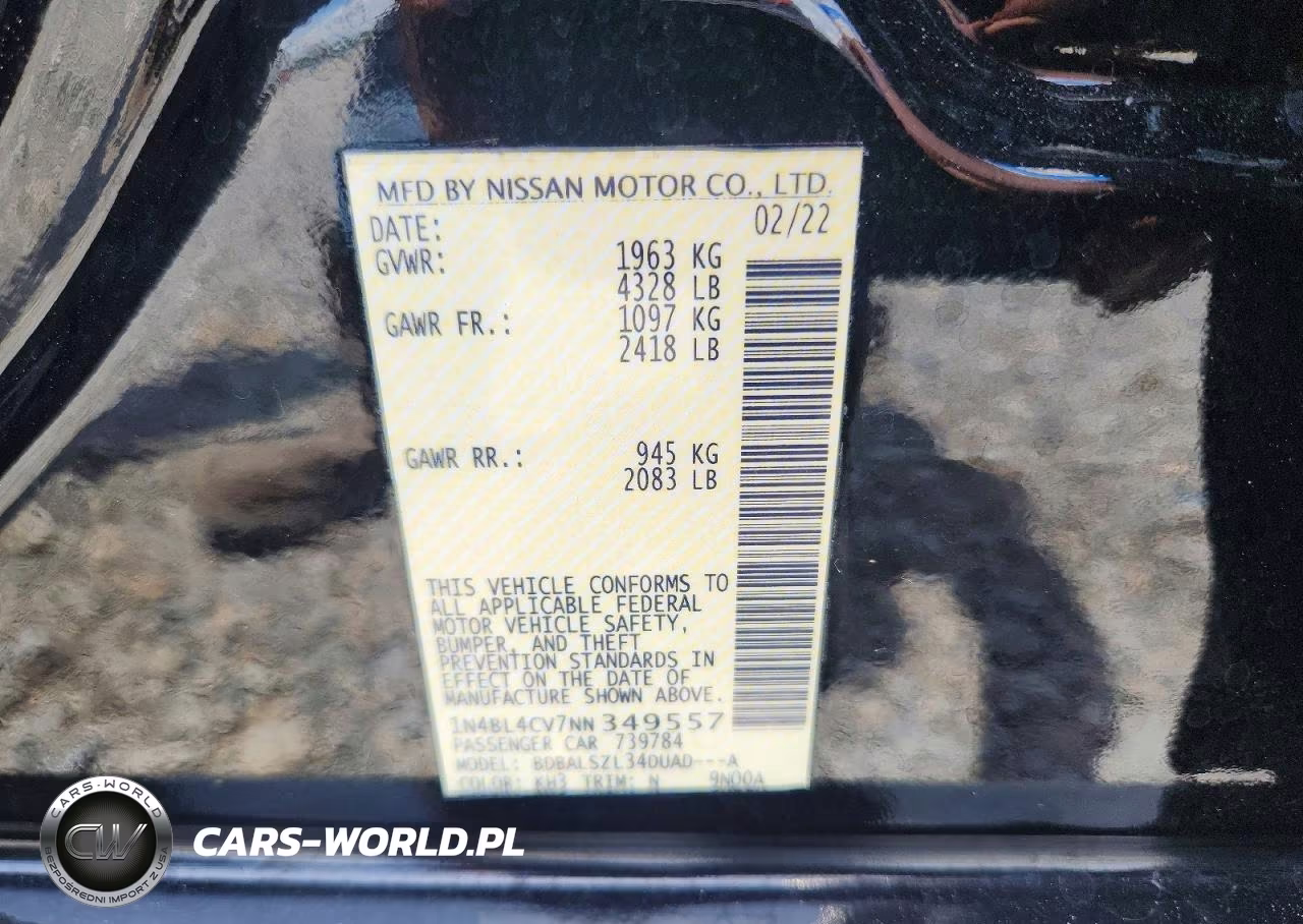2022 Nissan Altima Sr VIN:1N4BL4CV7NN349557 - 13
