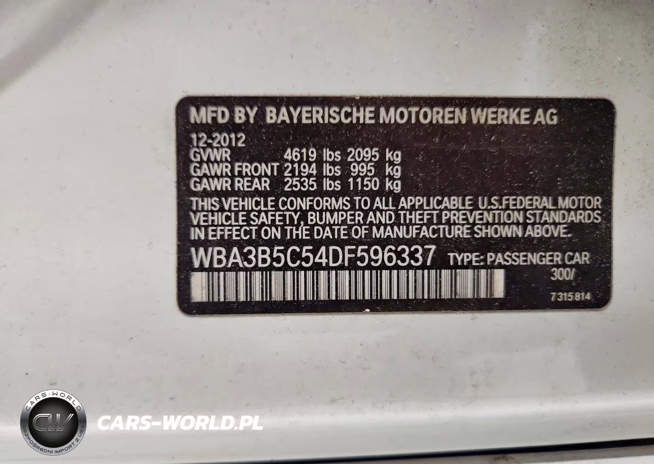 2013 BMW 328 Xi Sulev VIN:WBA3B5C54DF596337 - 12