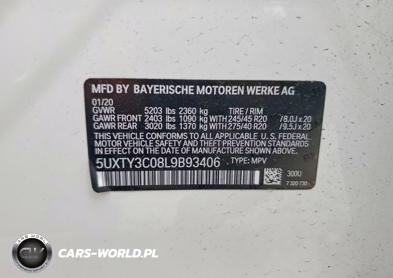 2020 BMW X3 Sdrive30I VIN:5UXTY3C08L9B93406 - 14