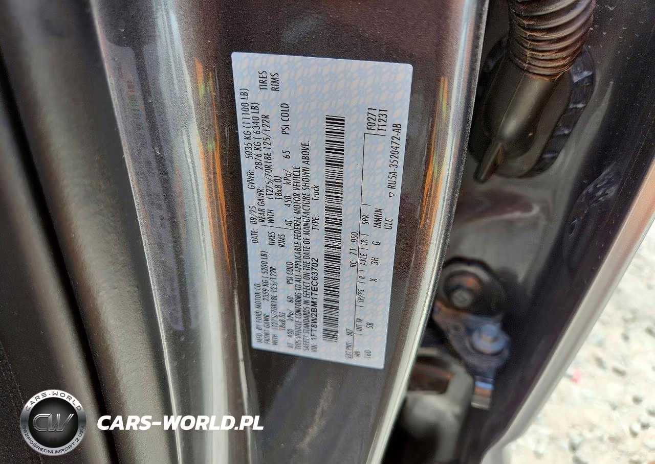 2026 Ford F250 Super Duty VIN:1FT8W2BM1TEC63702 - 12