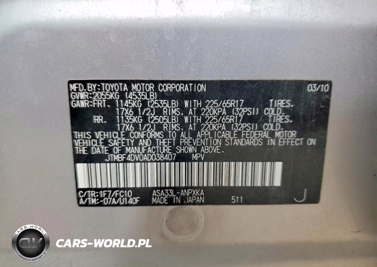2010 Toyota Rav4 Base VIN:JTMBF4DV0AD038407 - 12
