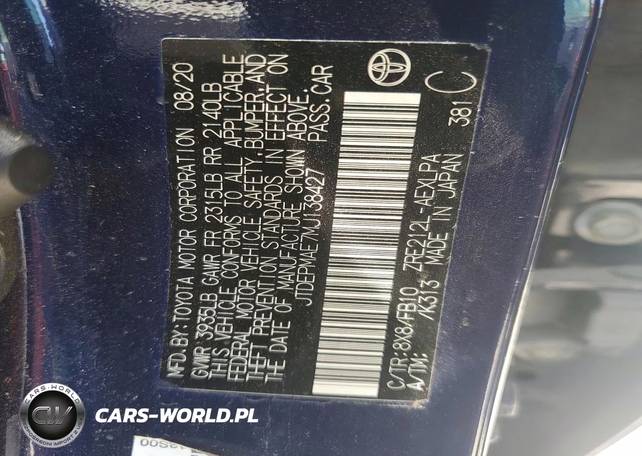 2021 Toyota Corolla Le VIN:JTDEPMAE7MJ138427 - 12