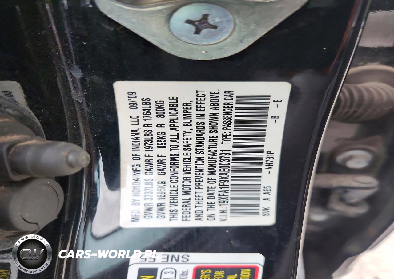 2010 Honda Civic Exl VIN:19XFA1F9XAE003791 - 12