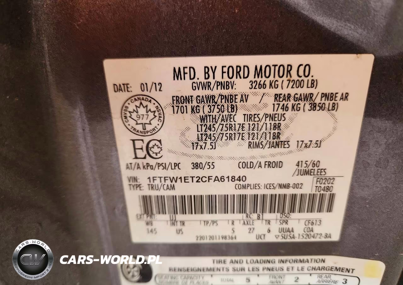 2012 Ford F150 Supercrew VIN:1FTFW1ET2CFA61840 - 13