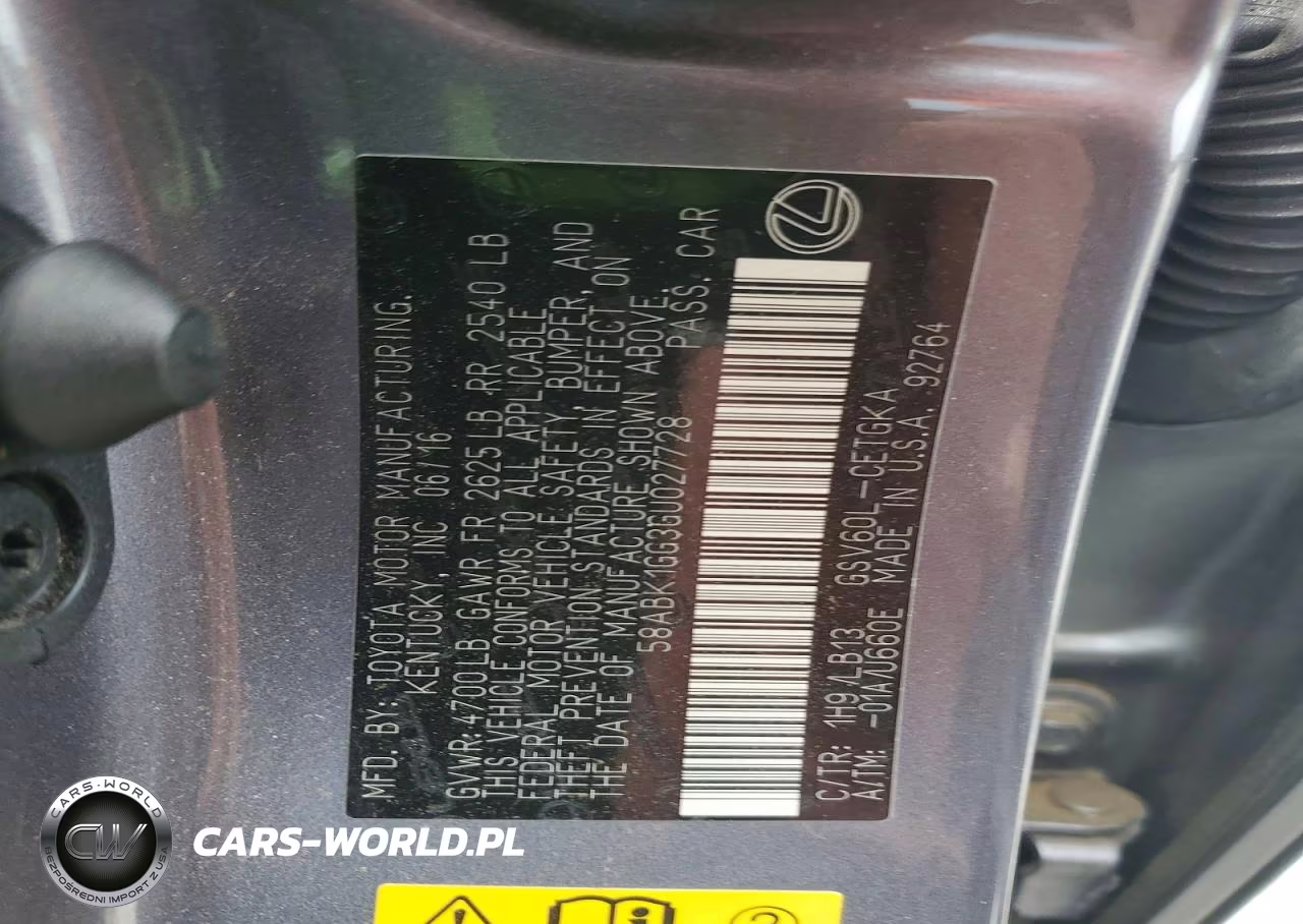 2016 Lexus Es 350 VIN:58ABK1GG3GU027728 - 12