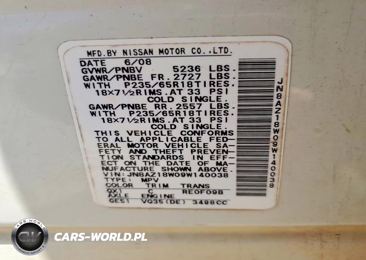 2009 Nissan Murano S VIN:JN8AZ18W09W140038 - 13
