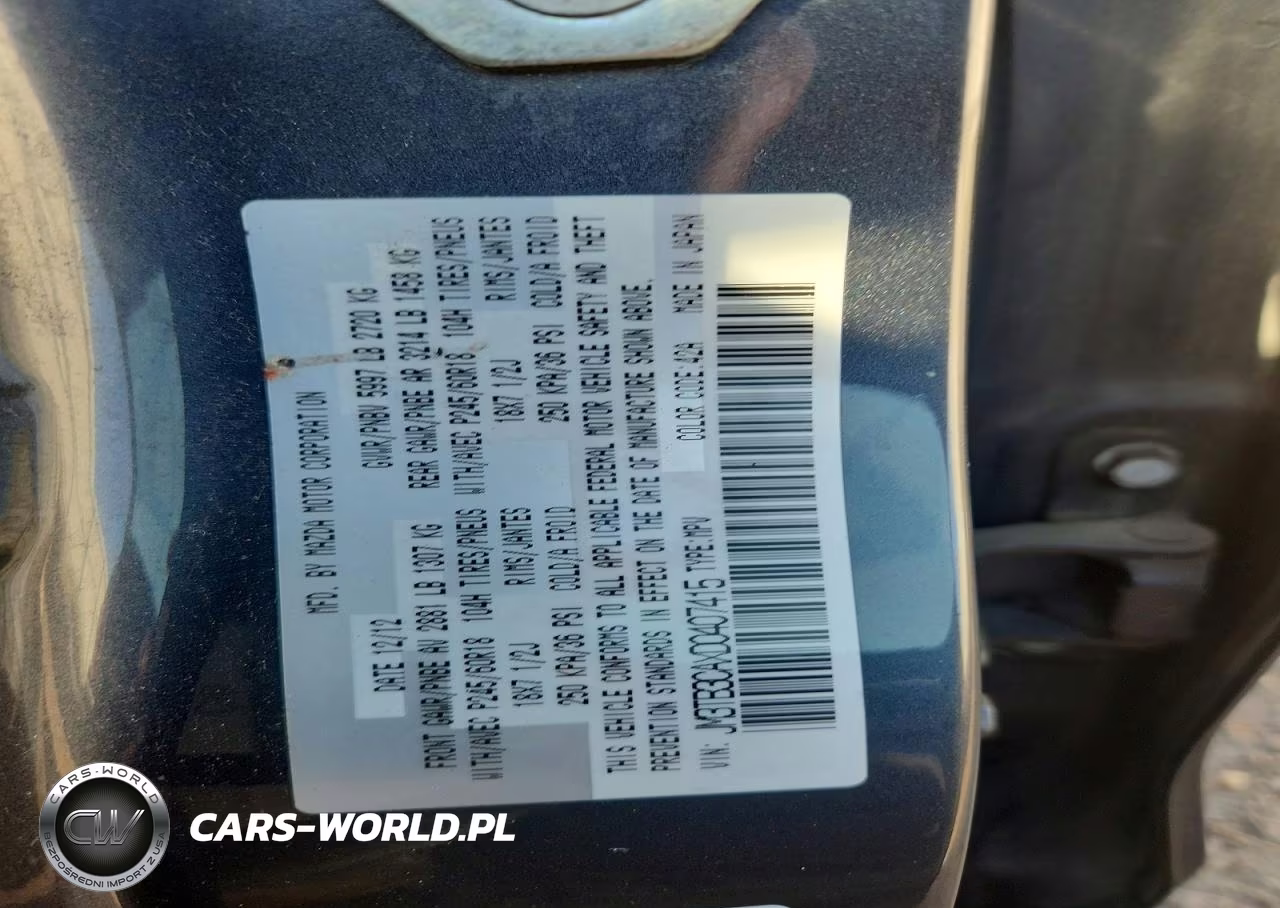 2013 Mazda Cx-9 Touring VIN:JM3TB3CAXD0407415 - 12