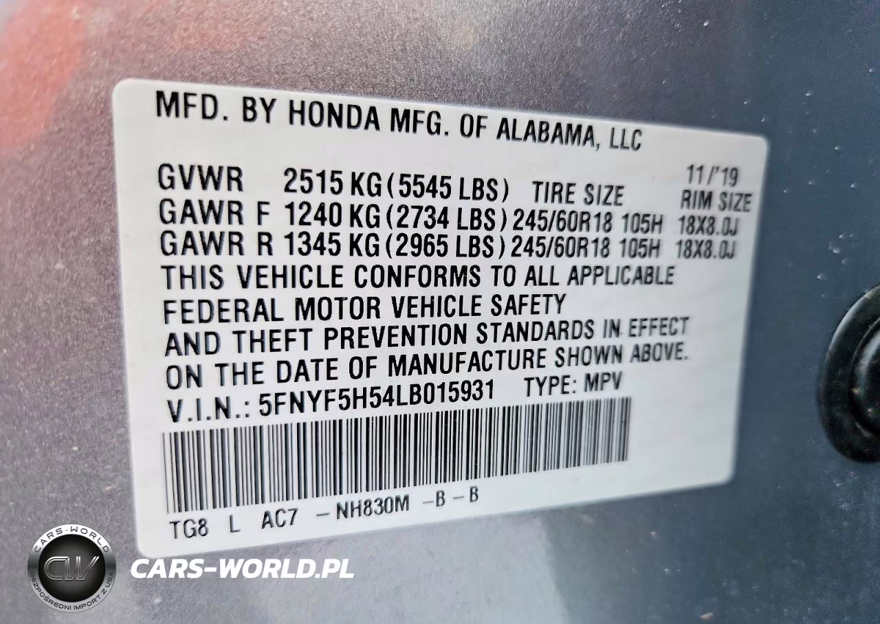2020 Honda Pilot 2Wd Ex-L VIN:5FNYF5H54LB015931 - 14