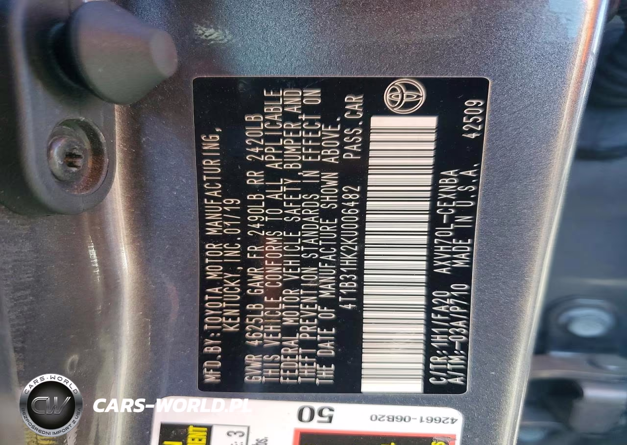 2019 Toyota Camry Le VIN:4T1B31HK2KU006482 - 12