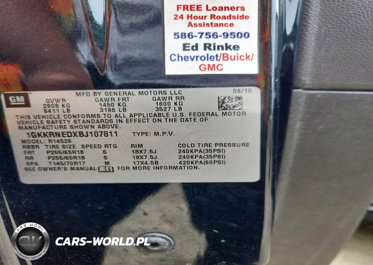 2011 GMC Acadia Sle VIN:1GKKRNEDXBJ107811 - 14