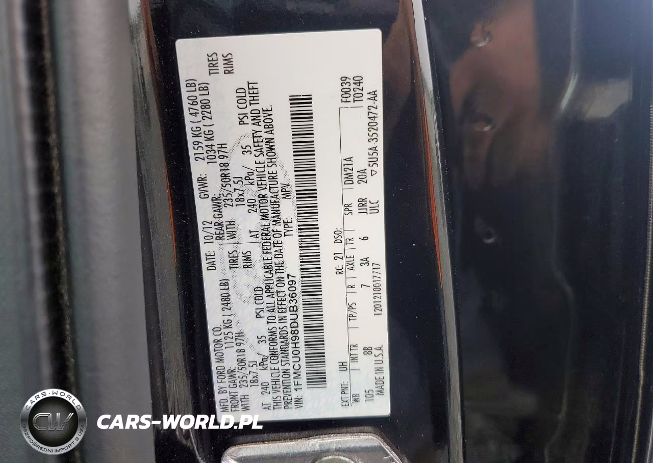 2013 Ford Escape Sel VIN:1FMCU0H98DUB36097 - 12