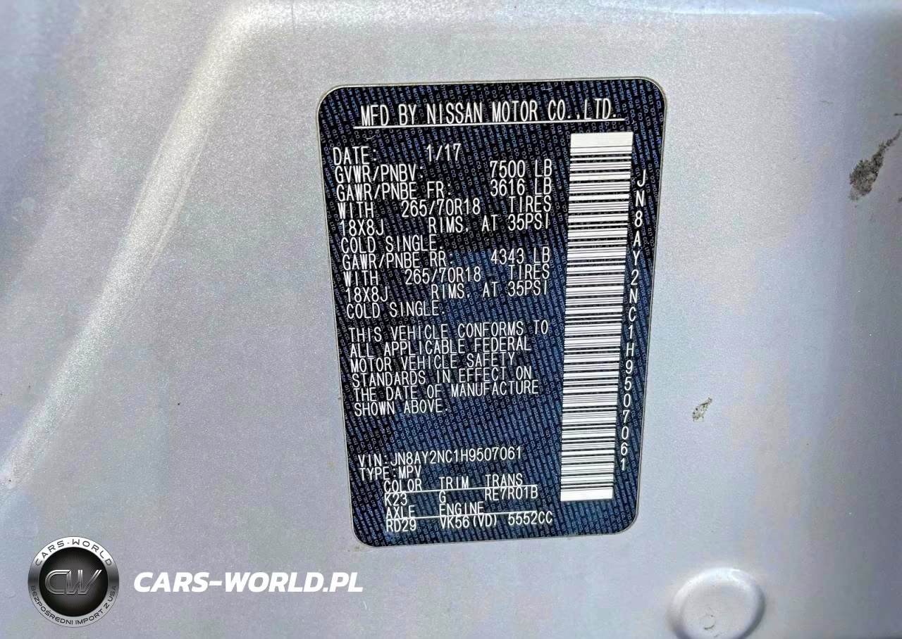 2017 Nissan Armada Sv VIN:JN8AY2NC1H9507061 - 10