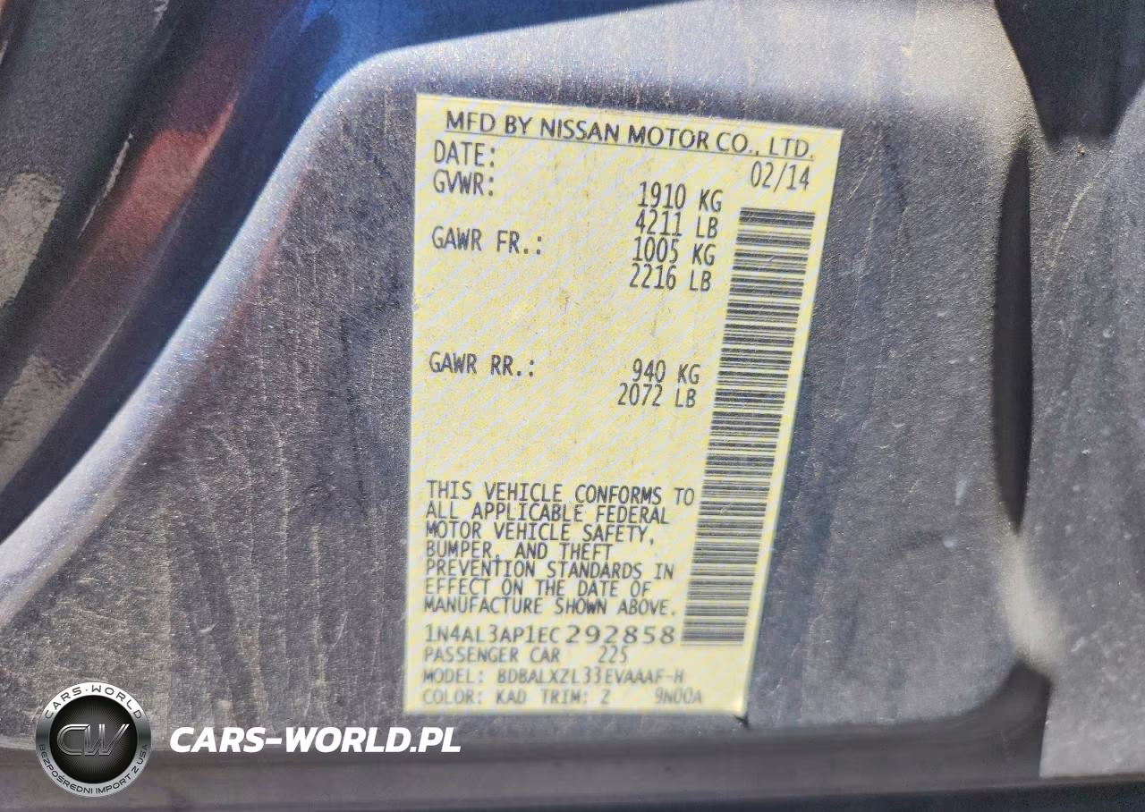 2014 Nissan Altima 2.5 Sl VIN:1N4AL3AP1EC292858 - 12