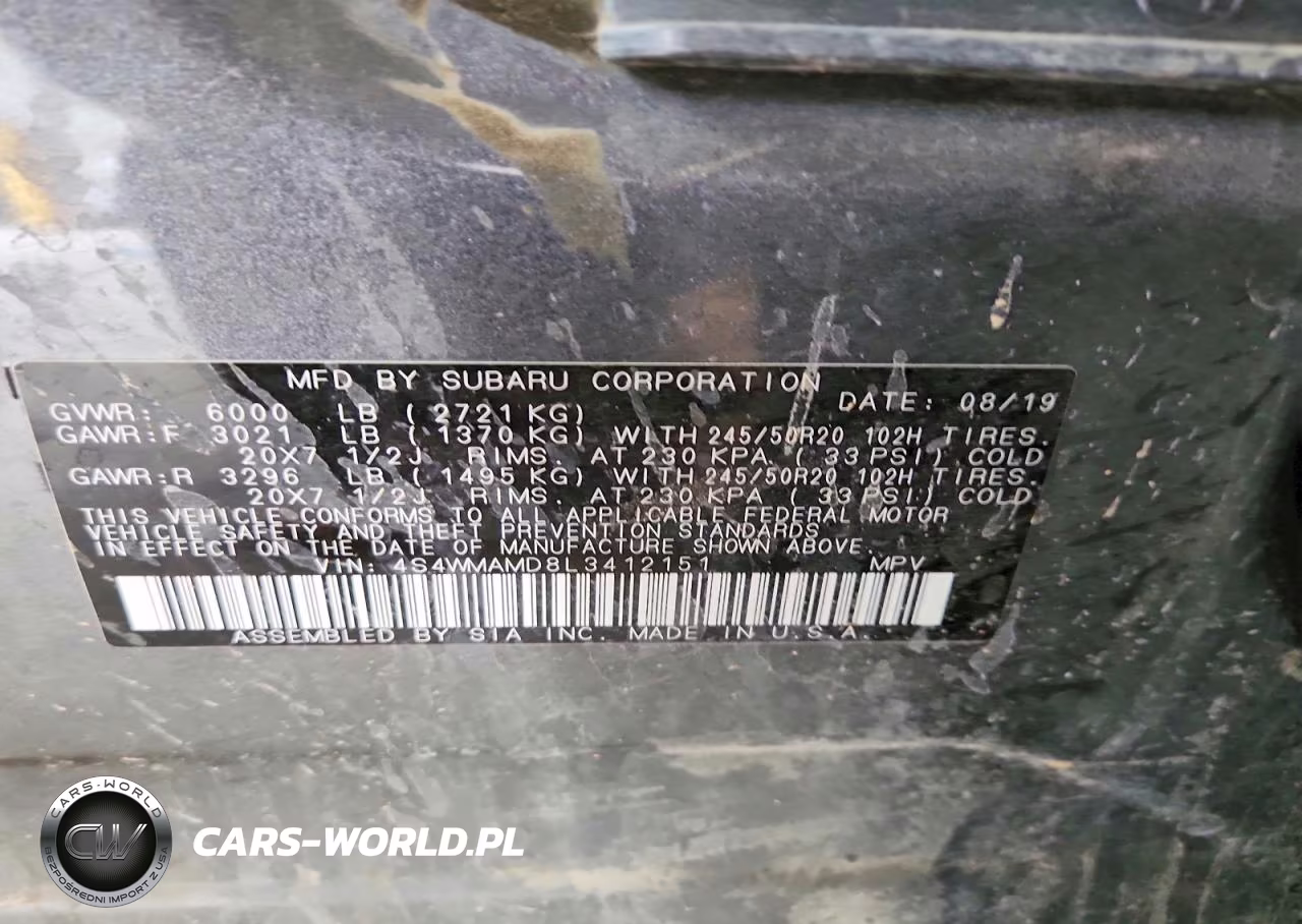 2020 Subaru Ascent Limited VIN:4S4WMAMD8L3412151 - 13