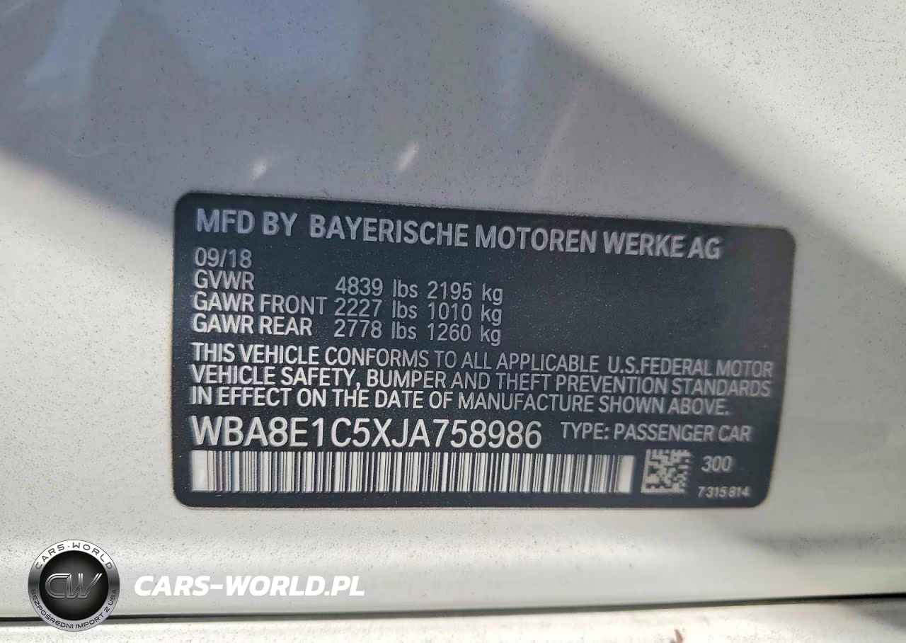 2018 BMW 330E VIN:WBA8E1C5XJA758986 - 13