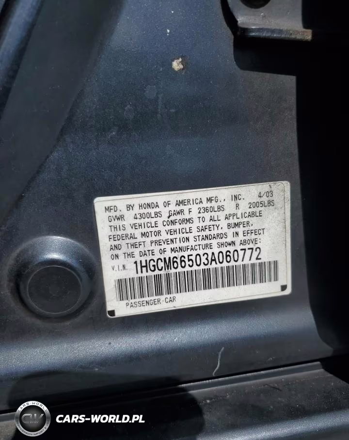 2003 Honda Accord Ex VIN:1HGCM66503A060772 - 12