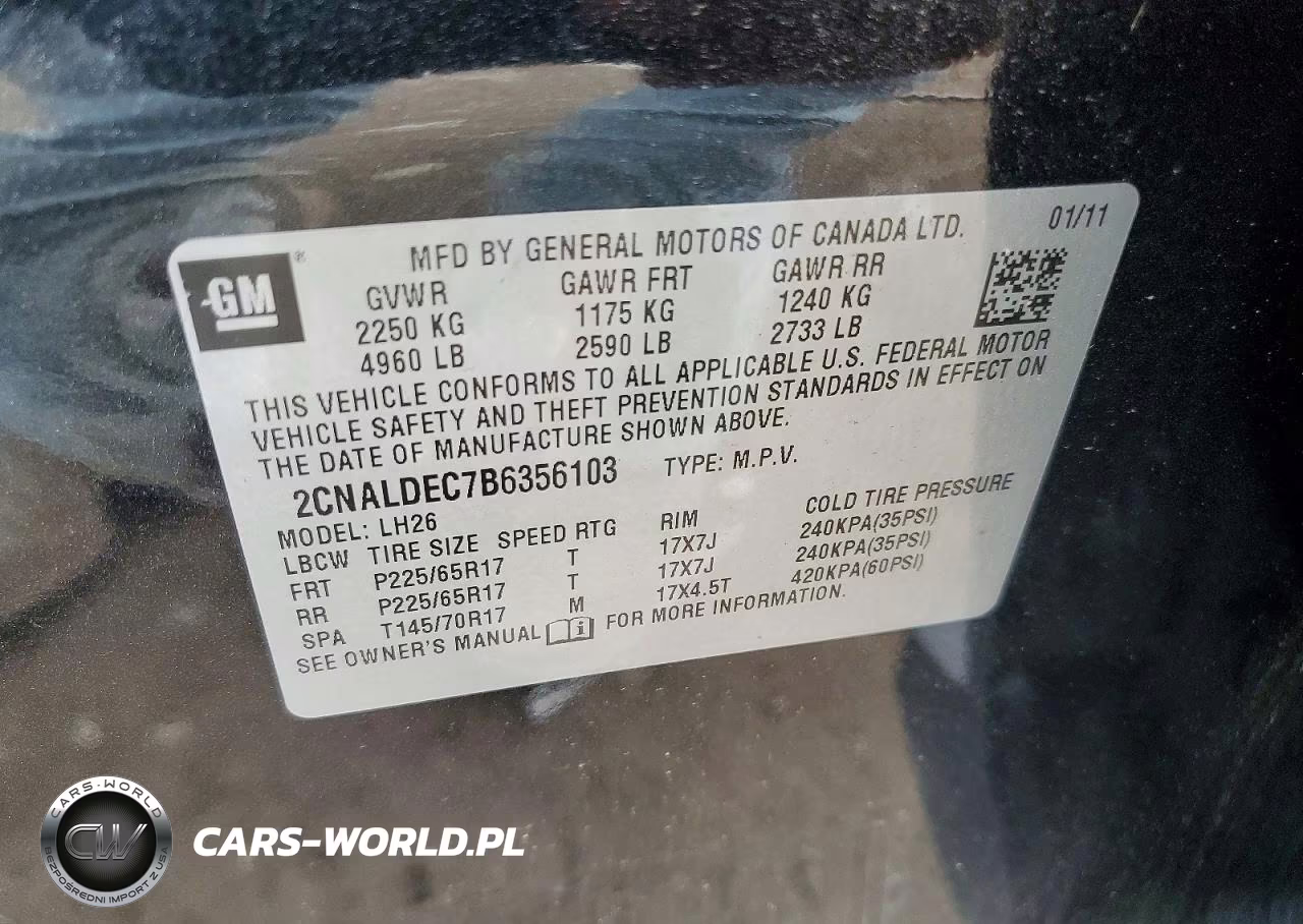 2011 Chevrolet Equinox Lt VIN:2CNALDEC7B6356103 - 12