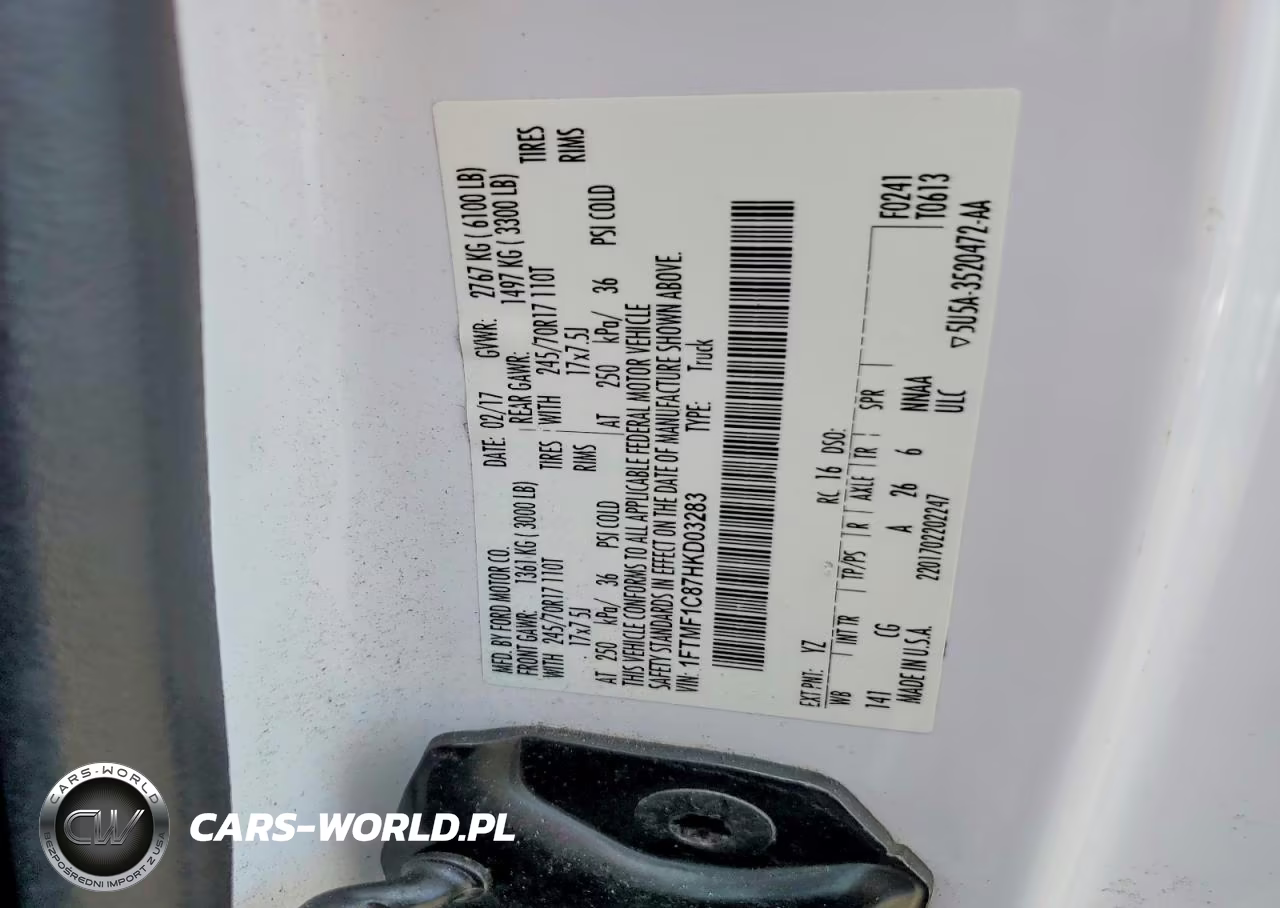 2017 Ford F150 VIN:1FTMF1C87HKD03283 - 12