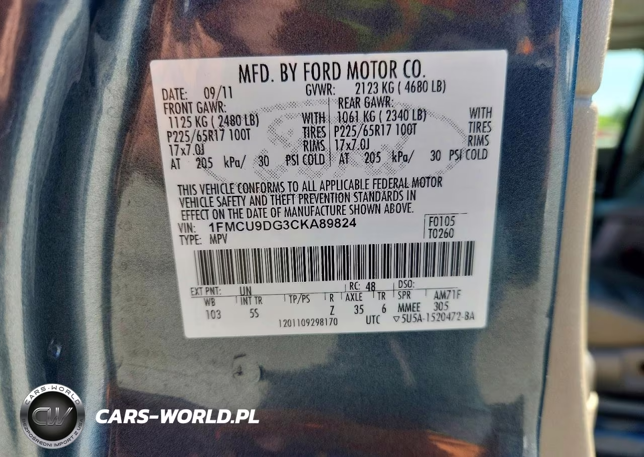 2012 Ford Escape Xlt VIN:1FMCU9DG3CKA89824 - 12