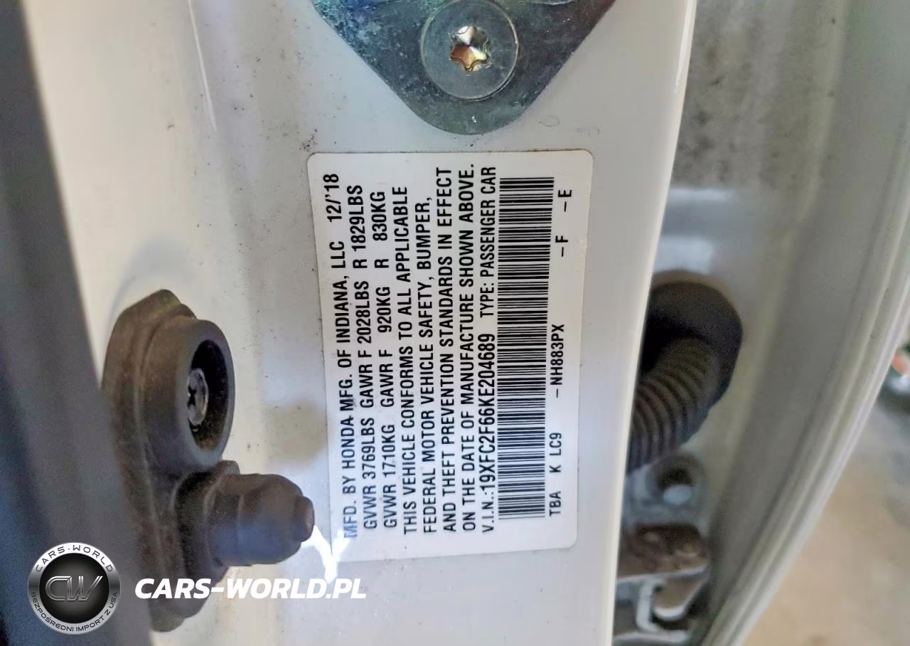 2019 Honda Civic Lx VIN:19XFC2F66KE204689 - 12