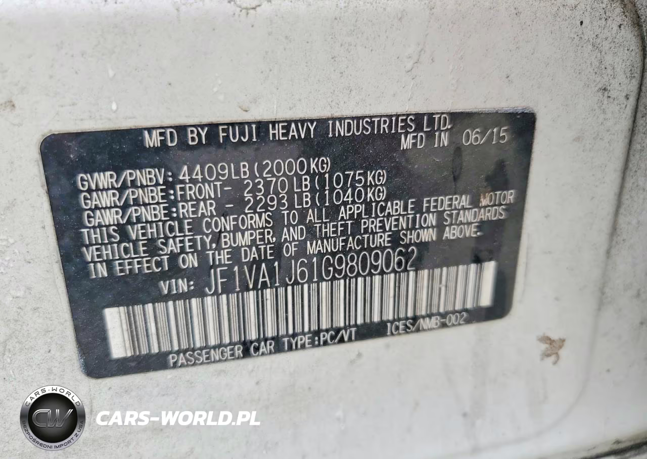 2016 Subaru Wrx Limited VIN:JF1VA1J61G9809062 - 13