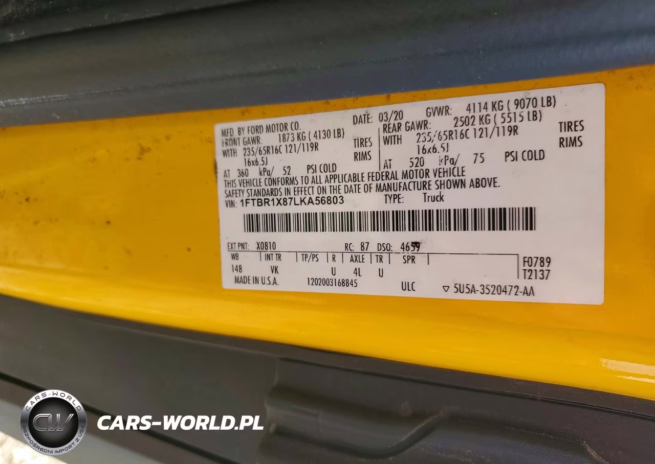 2020 Ford Transit T-250 VIN:1FTBR1X87LKA56803 - 13