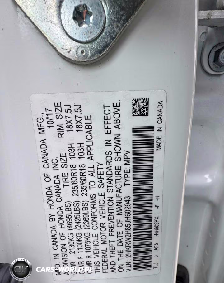 2018 Honda Cr-V Exl VIN:2HKRW2H85JH602943 - 12