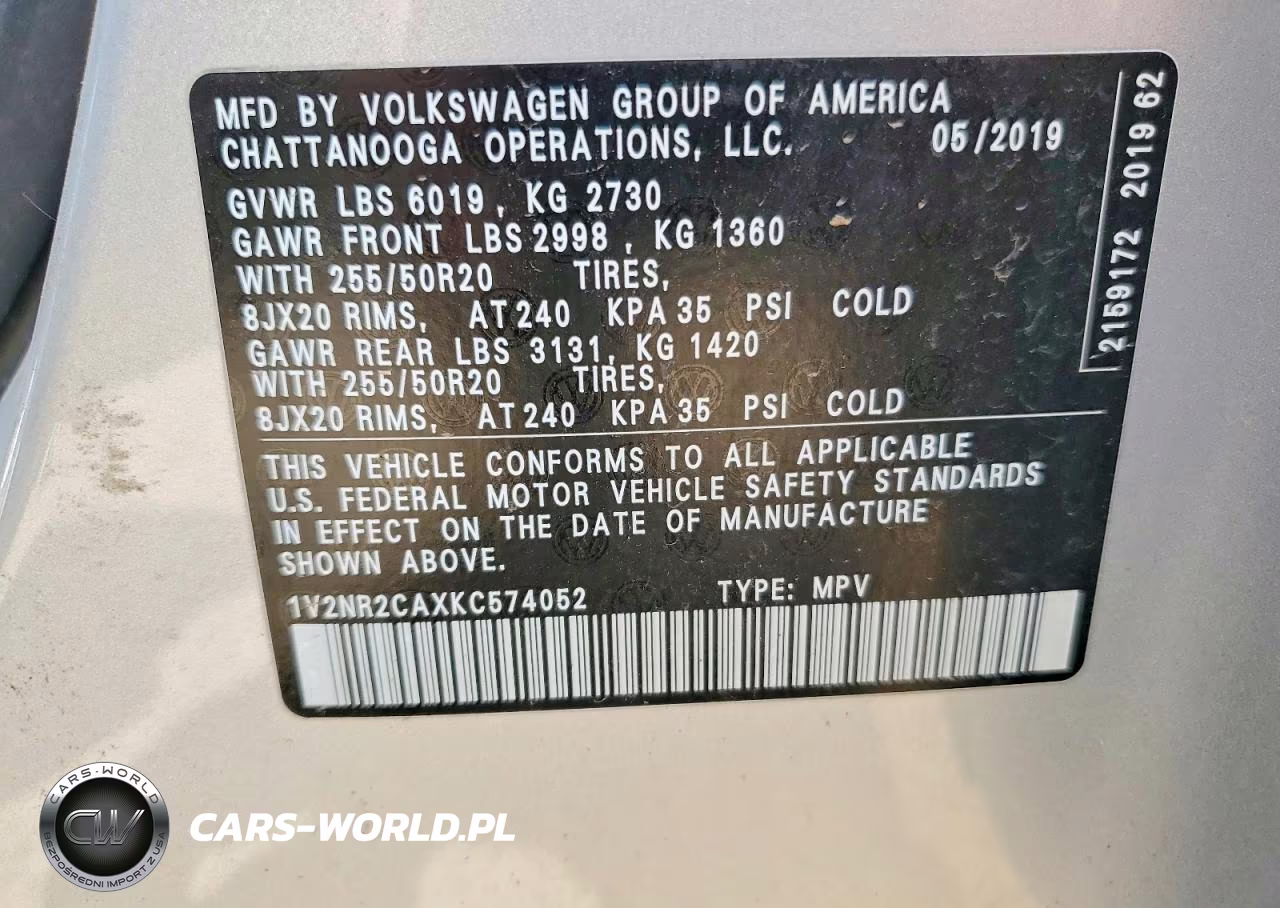 2019 Volkswagen Atlas Sel Premium VIN:1V2NR2CAXKC574052 - 13