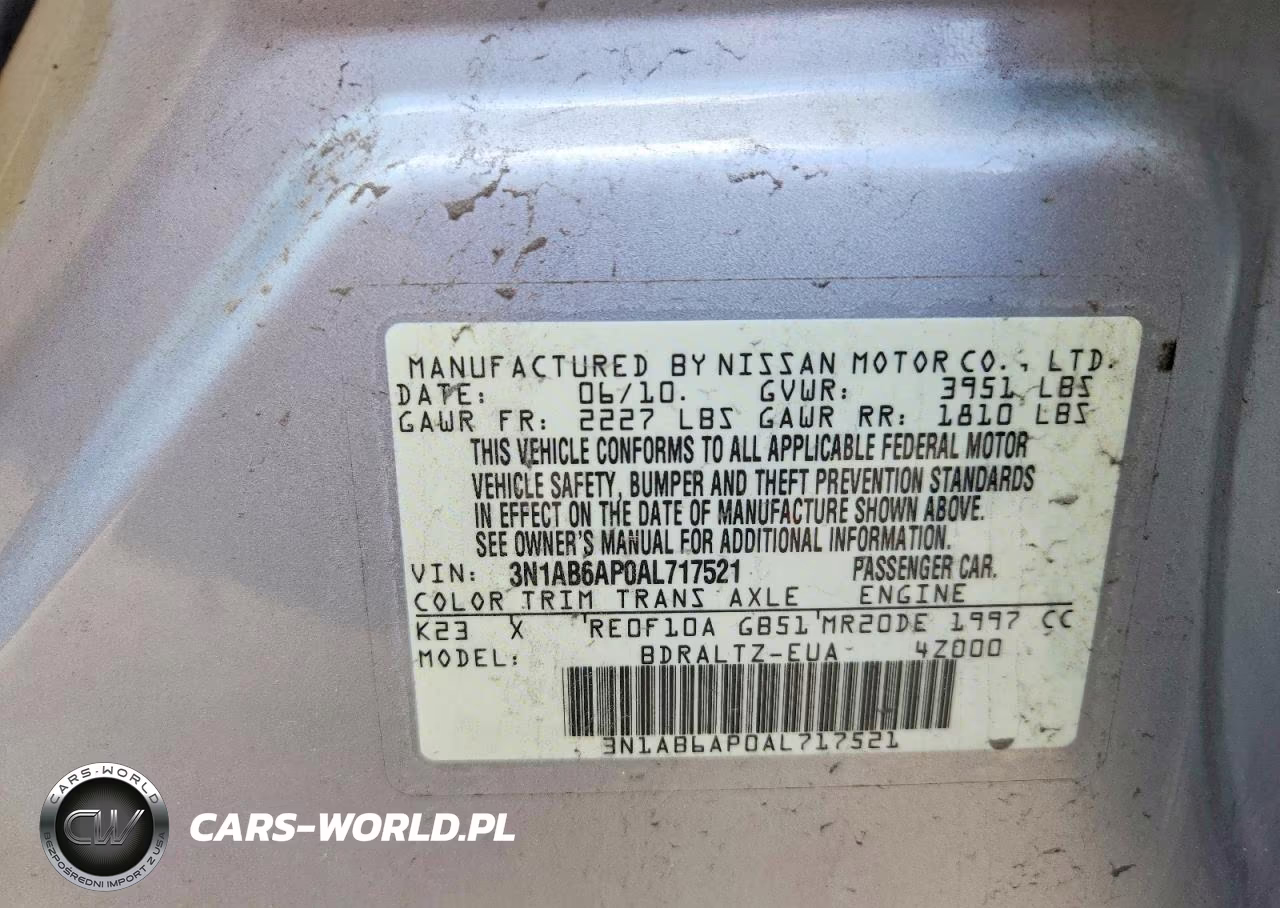 2010 Nissan Sentra 2.0 VIN:3N1AB6AP0AL717521 - 12