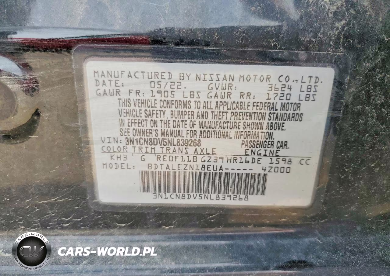 2022 Nissan Versa S VIN:3N1CN8DV5NL839268 - 12