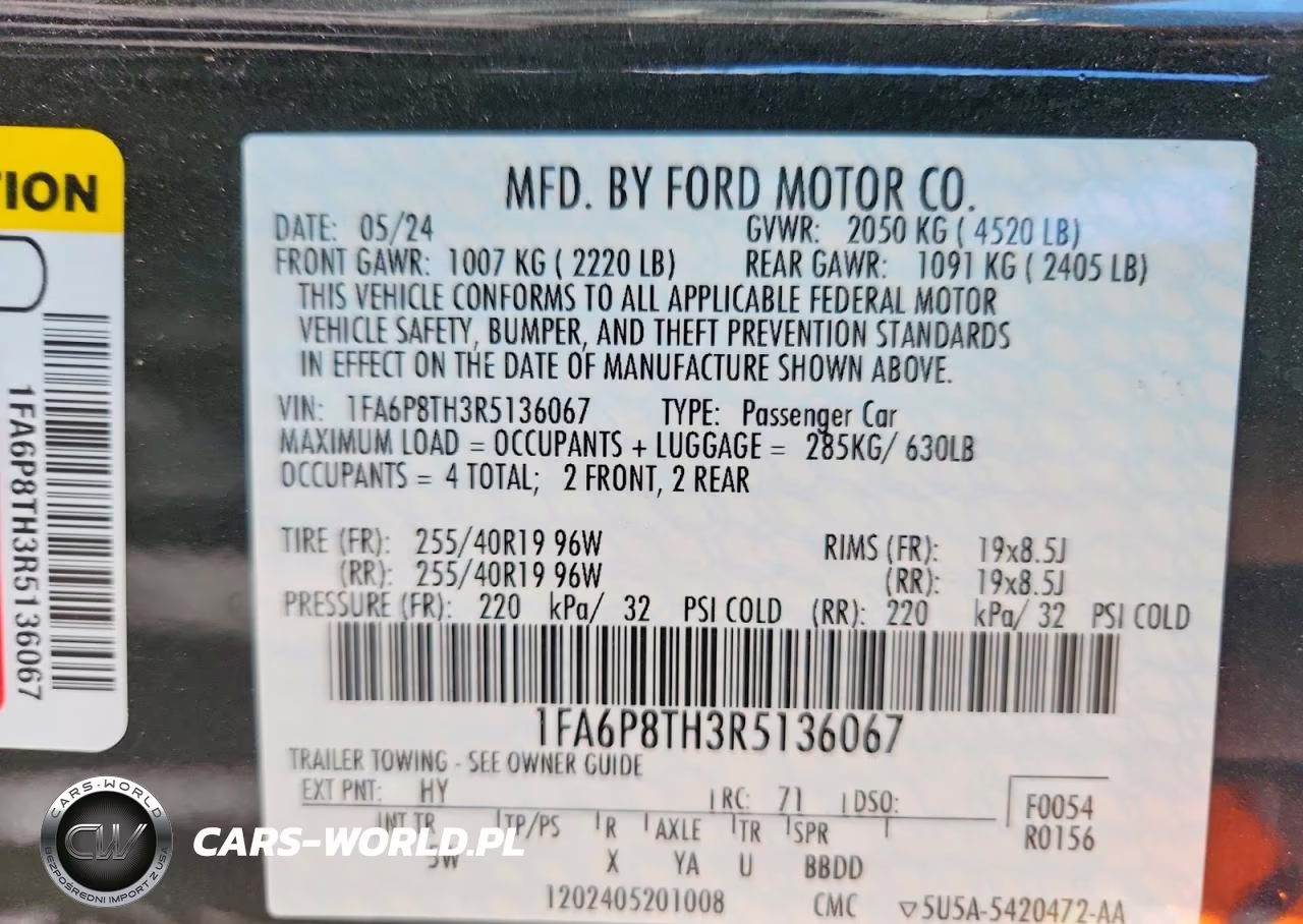 2024 Ford Mustang VIN:1FA6P8TH3R5136067 - 12