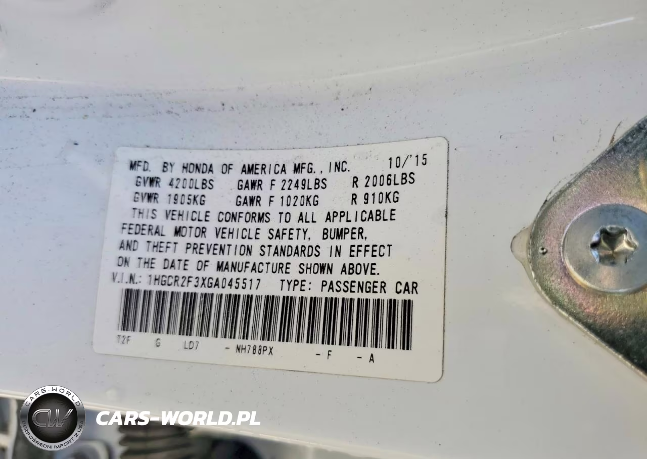 2016 Hond Accord VIN:1HGCR2F3XGA045517 - 12