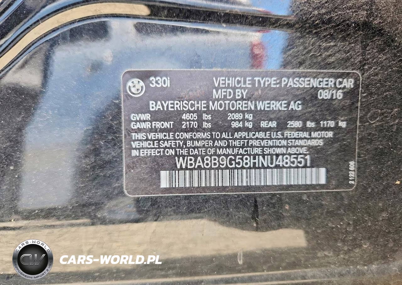 2017 BMW 330 I VIN:WBA8B9G58HNU48551 - 12