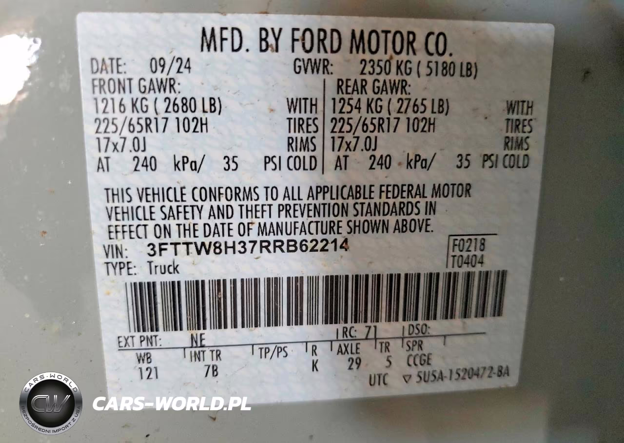 2024 Ford Maverick Xlt VIN:3FTTW8H37RRB62214 - 12