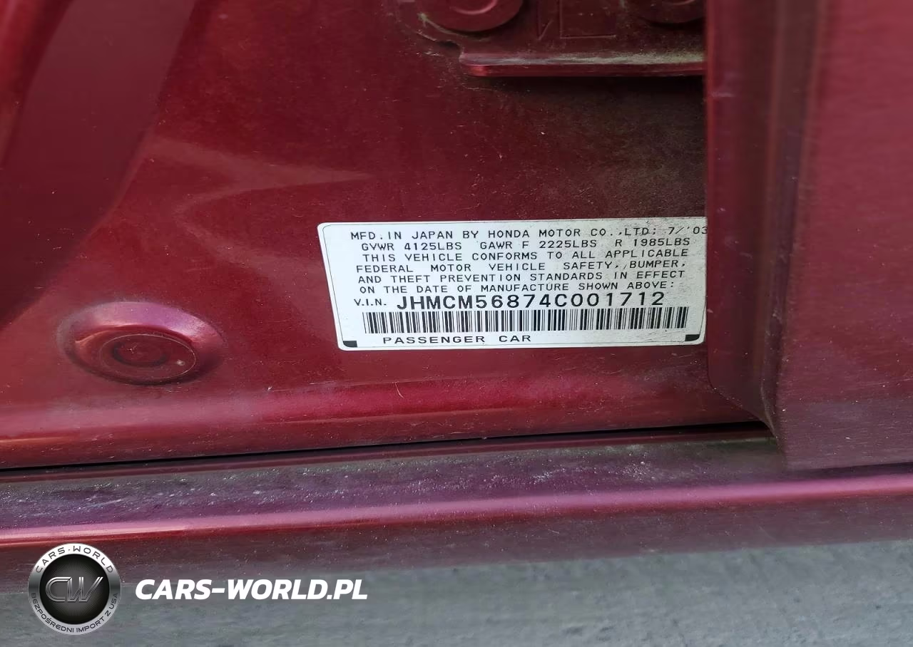 2004 Honda Accord Ex VIN:JHMCM56874C001712 - 12
