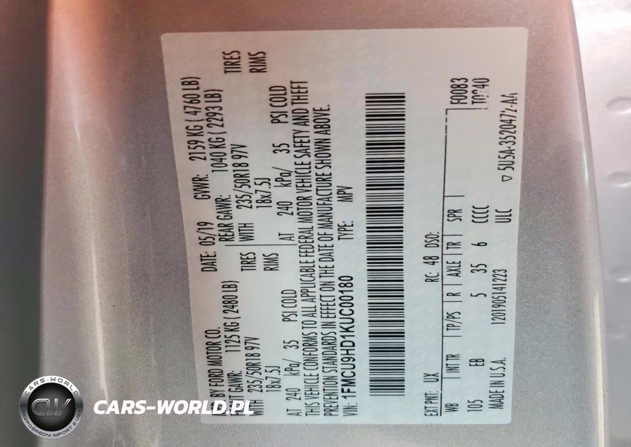 2019 Ford Escape Sel VIN:1FMCU9HD1KUC00180 - 13