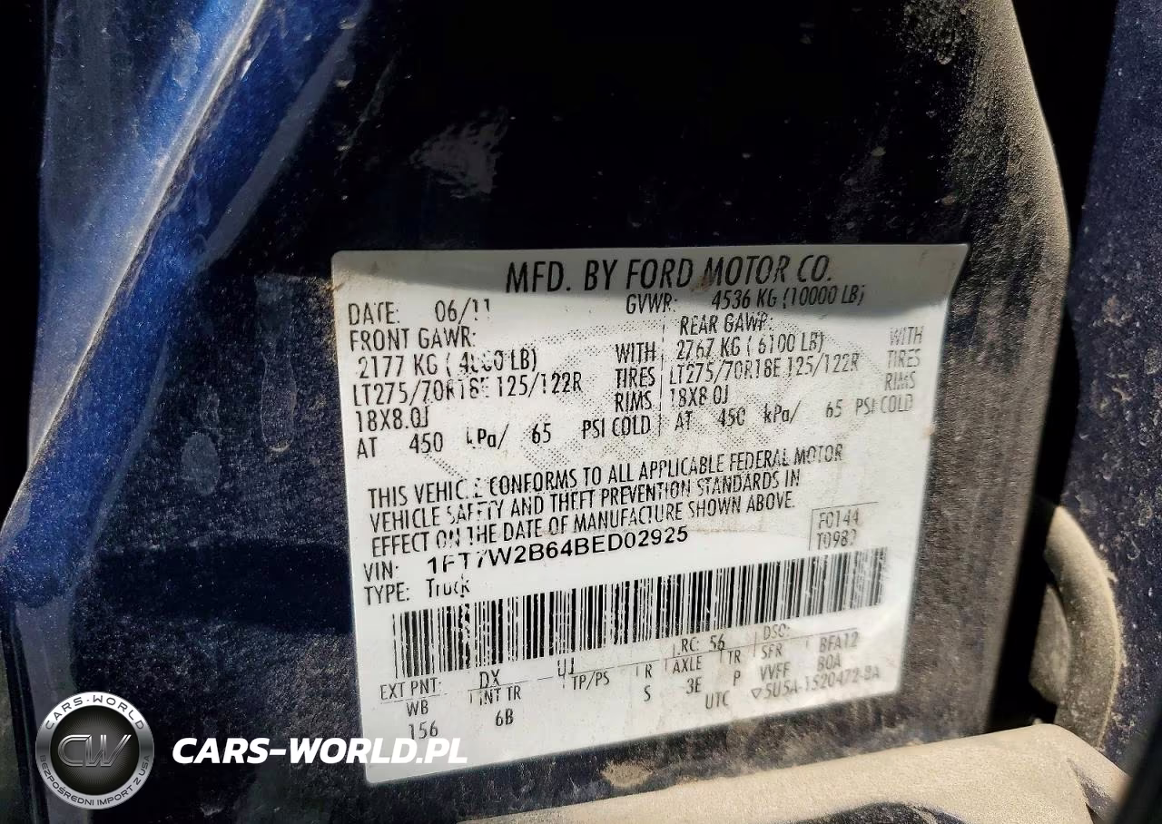 2011 Ford F250 Super Duty VIN:1FT7W2B64BED02925 - 12