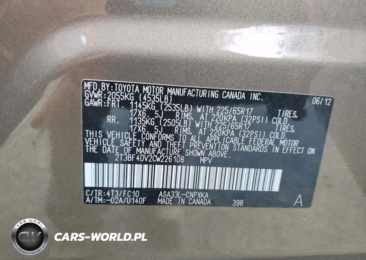 2012 Toyota Rav4 Base VIN:2T3BF4DV2CW226108 - 13