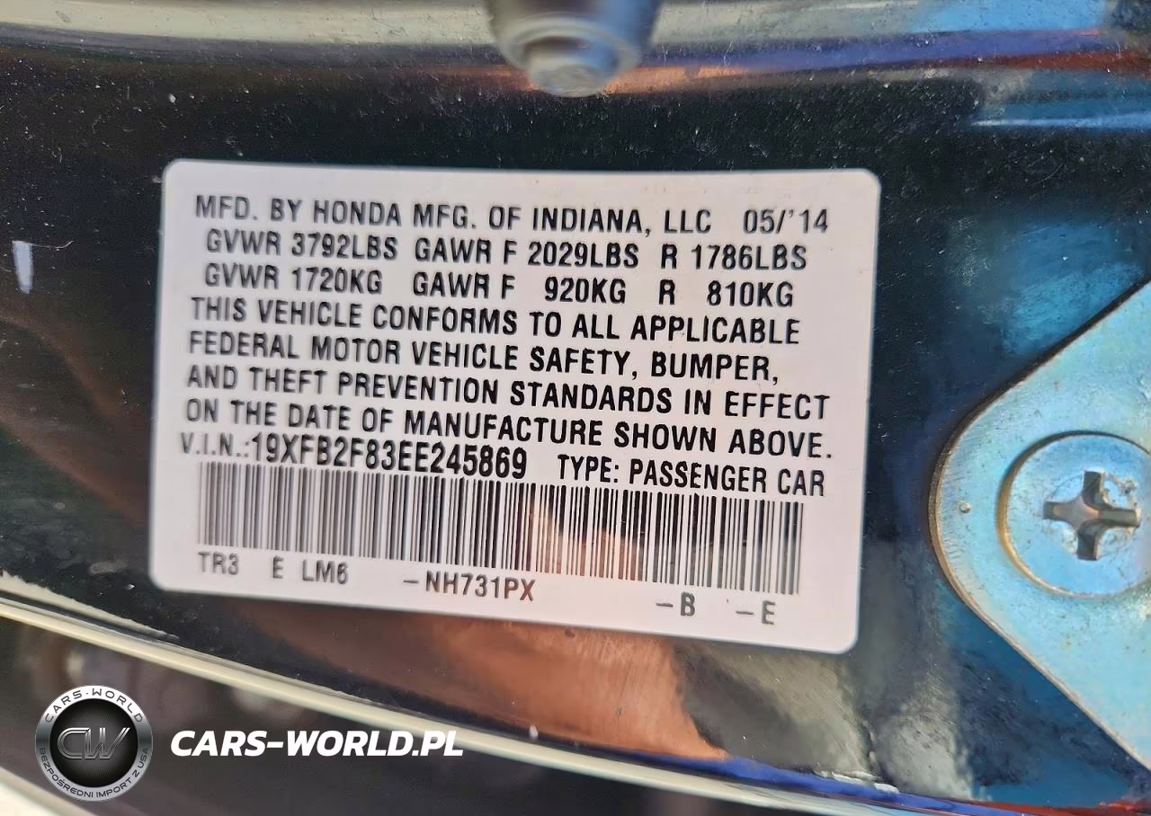 2014 Honda Civic Ex VIN:19XFB2F83EE245869 - 12