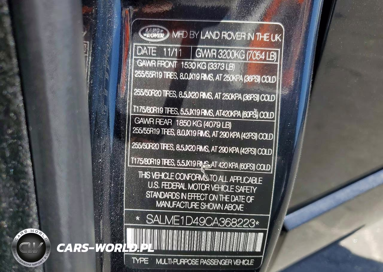 2012 Land Rover Range Rover Hse VIN:SALME1D49CA368223 - 13