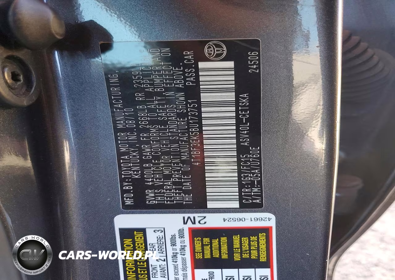 2011 Toyota Camry Base VIN:4T1BF3EK5BU173751 - 12