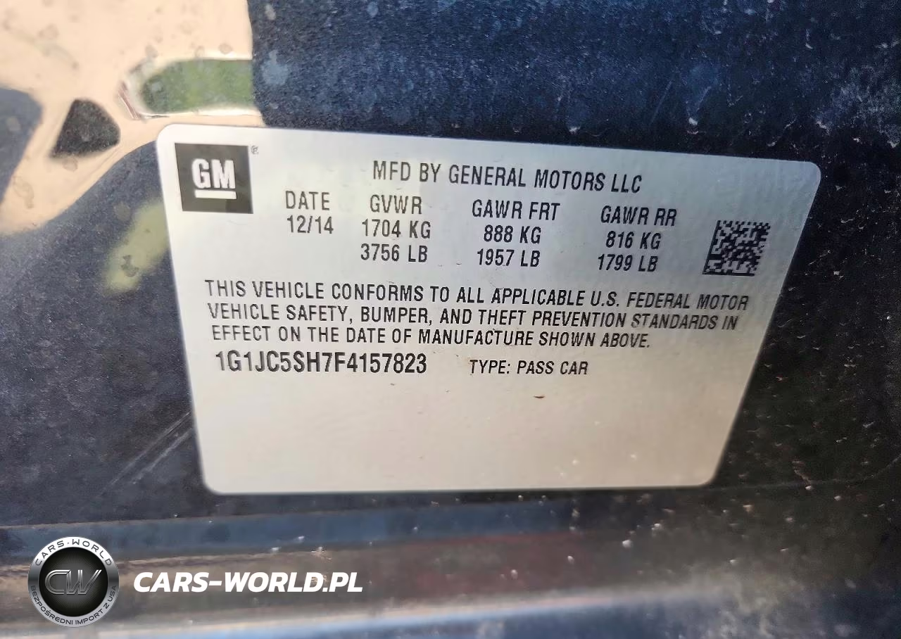 2015 Chevrolet Sonic Lt VIN:1G1JC5SH7F4157823 - 12