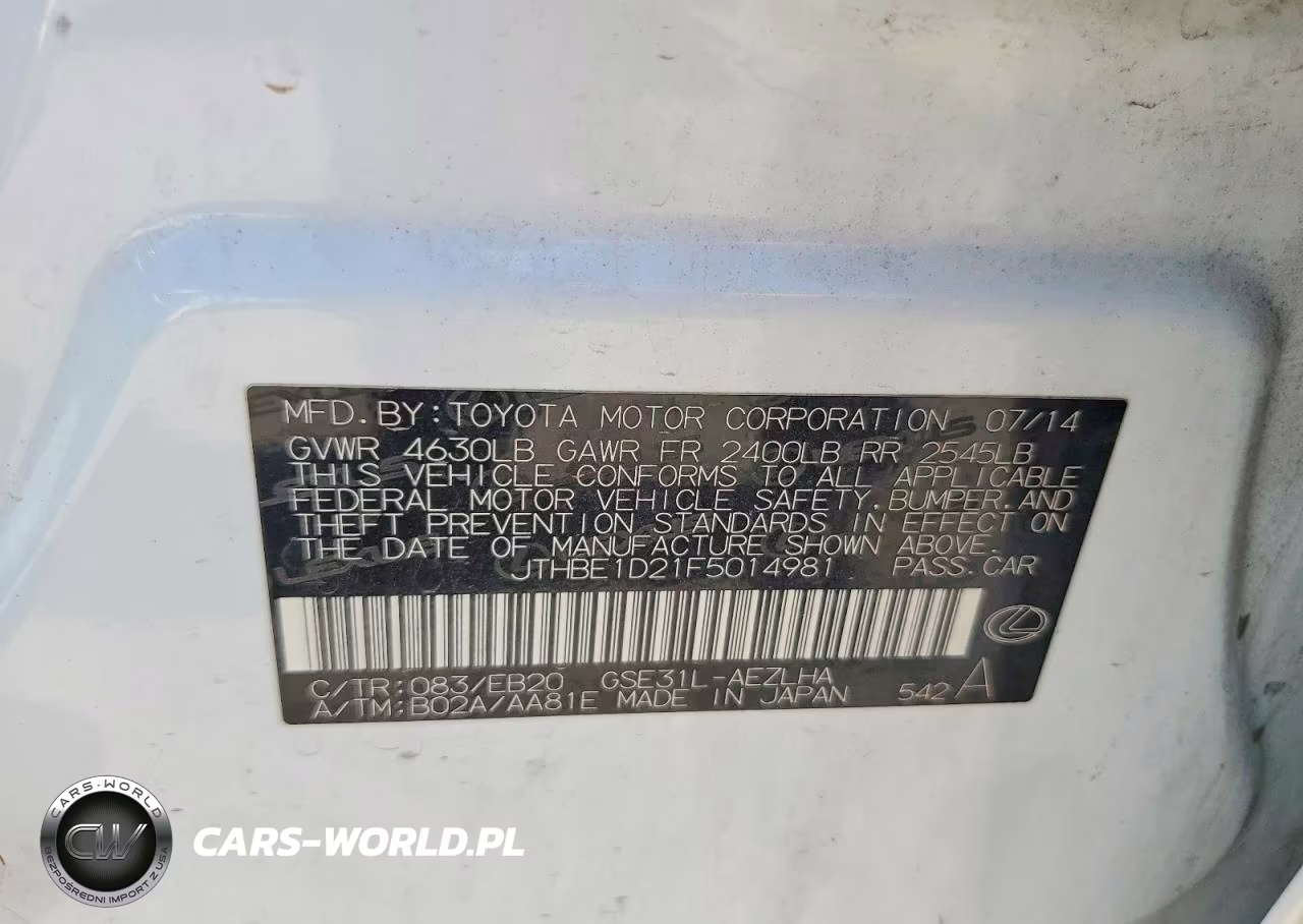 2015 Lexus Is 350 VIN:JTHBE1D21F5014981 - 12