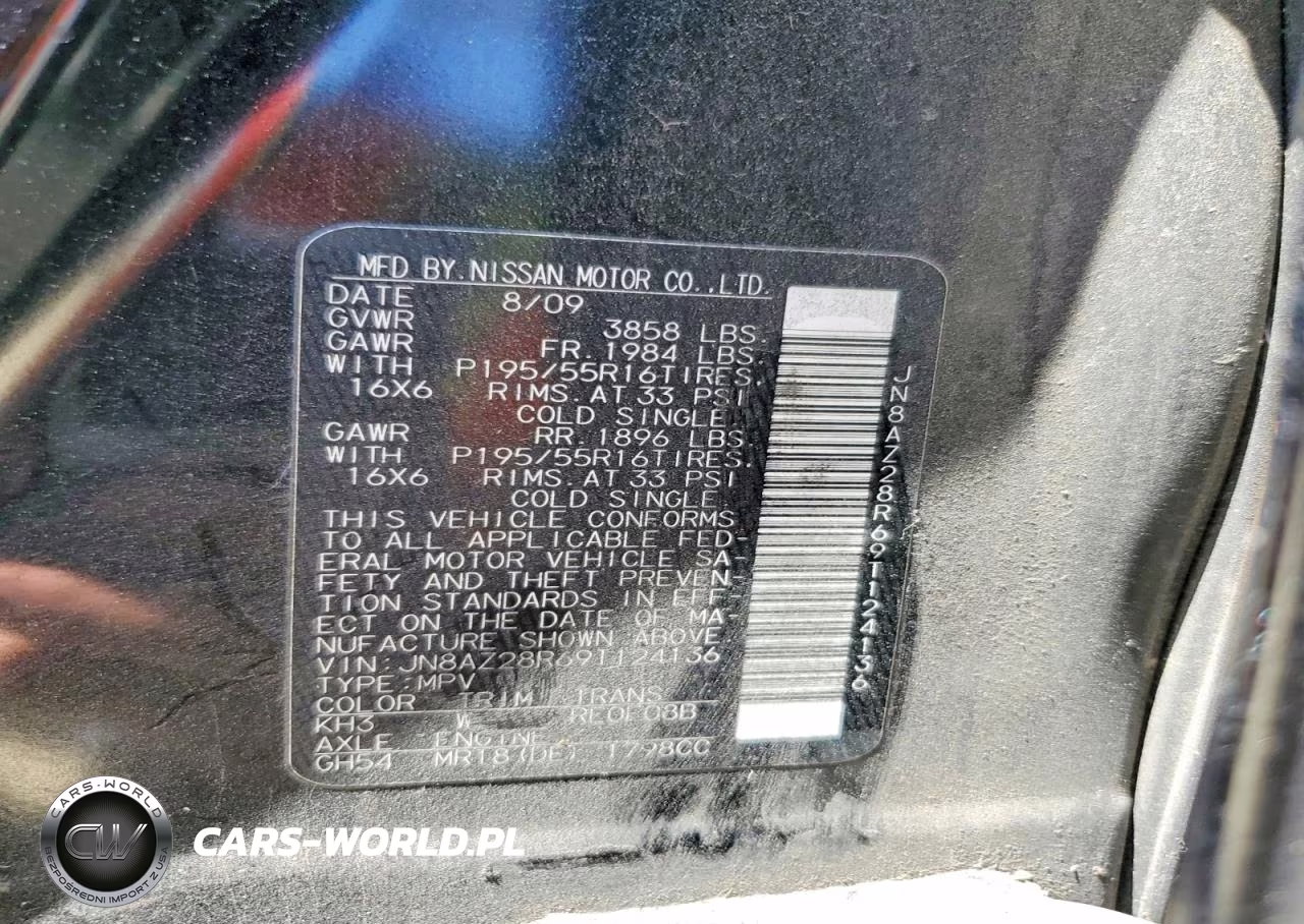 2009 Nissan Cube 1.8 VIN:JN8AZ28R69T124136 - 12