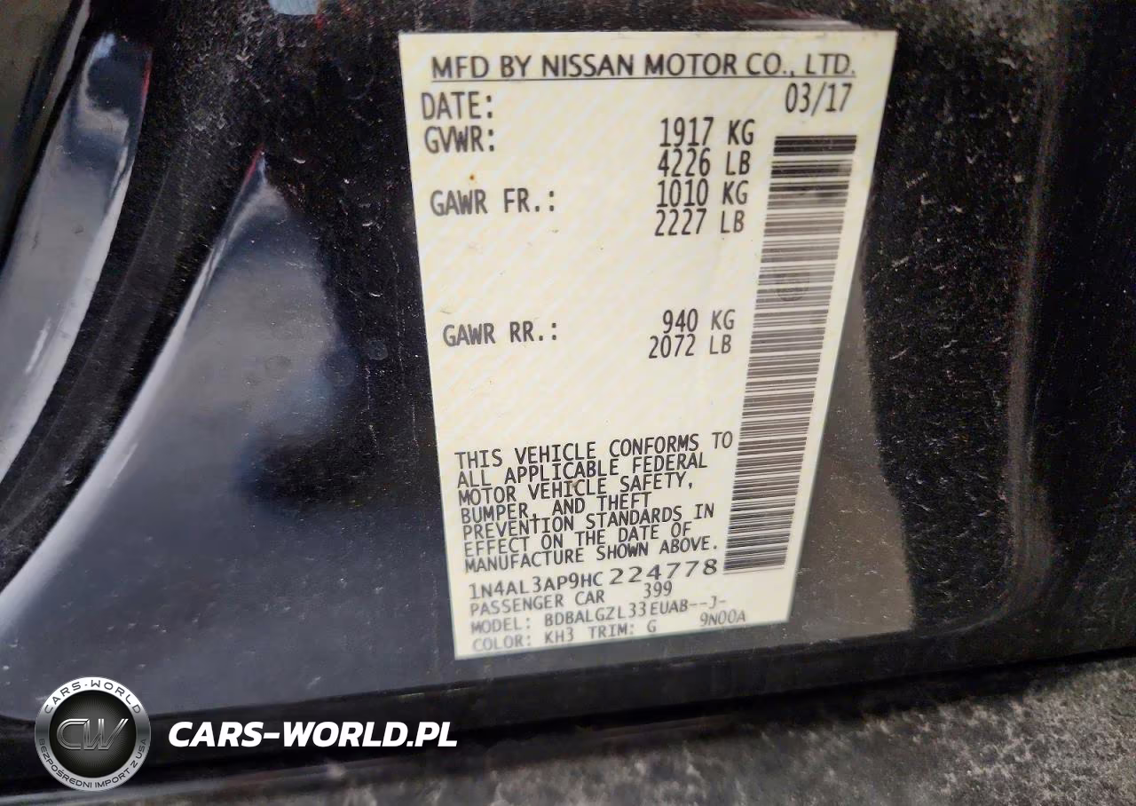 2017 Nissan Altima 2.5 S VIN:1N4AL3AP9HC224778 - 12