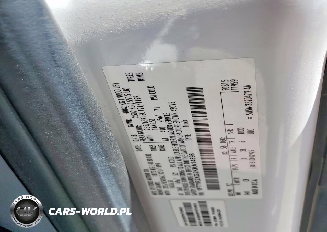 2019 Ford Transit T-250 VIN:1FTYR2XG2KKA14898 - 12