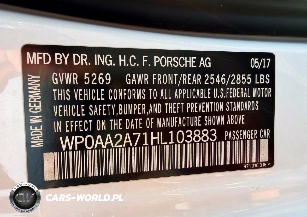 2017 Porsche Panamera 2 VIN:WP0AA2A71HL103883 - 10