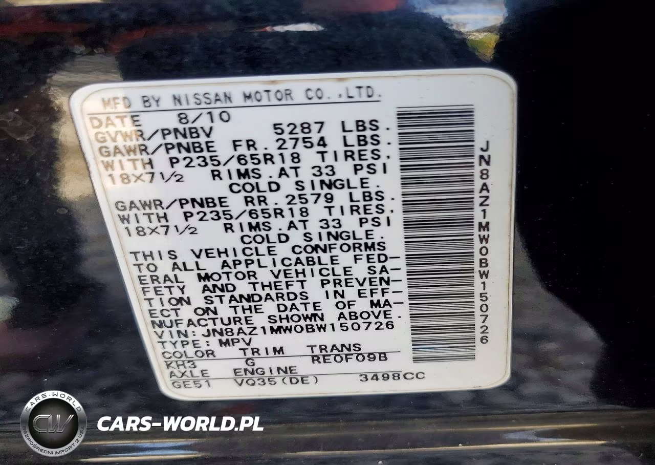 2011 Nissan Murano S VIN:JN8AZ1MW0BW150726 - 12
