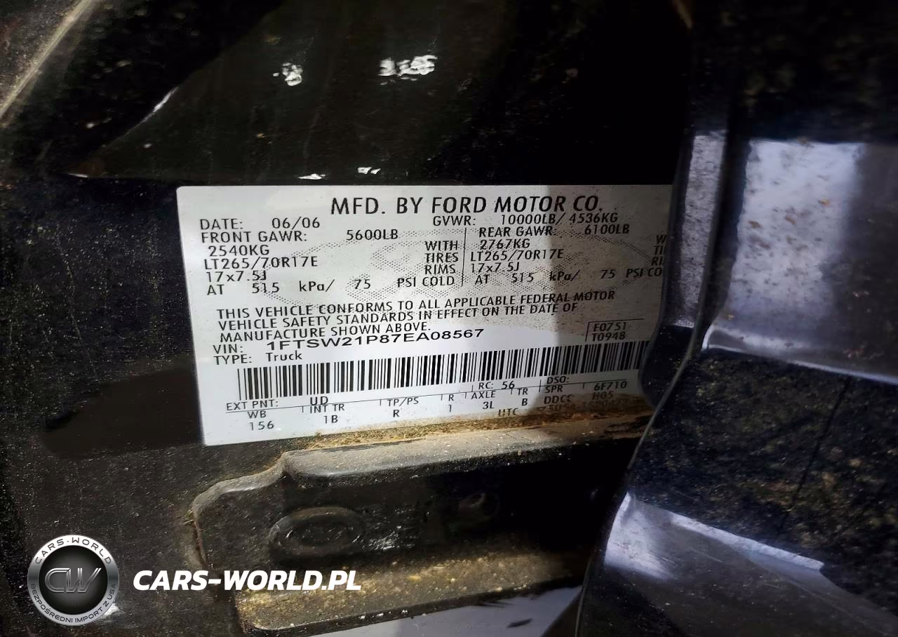 2007 Ford F250 Super Duty VIN:1FTSW21P87EA08567 - 12
